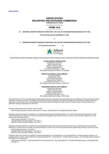 Thumbnail Alliant Energy 10-Q Quarterly Report FY2025 