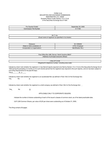 Thumbnail Air T, Inc. 10-Q Quarterly Report FY 