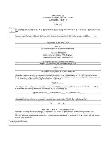 Thumbnail Air T, Inc. 10-Q Quarterly Report FY 