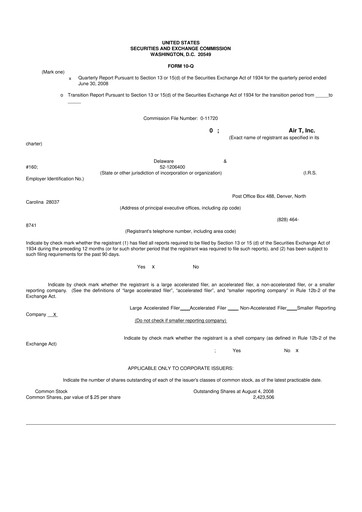 Thumbnail Air T, Inc. 10-Q Quarterly Report FY 