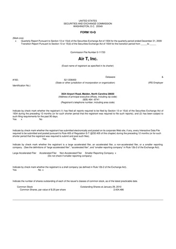 Thumbnail Air T, Inc. 10-Q Quarterly Report FY 