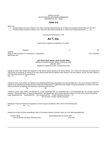 Thumbnail Air T, Inc. 10-Q Quarterly Report FY 