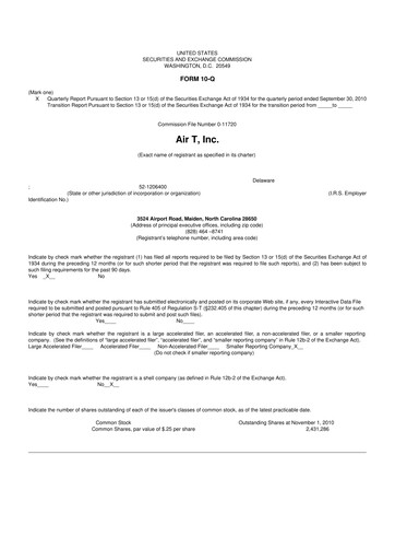 Thumbnail Air T, Inc. 10-Q Quarterly Report FY 