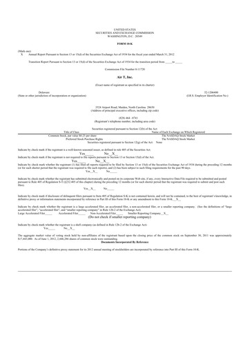 Thumbnail Air T, Inc. 10-K Annual Report 2012