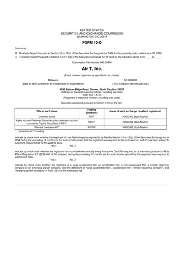 Thumbnail Air T, Inc. 10-Q Quarterly Report FY2020 