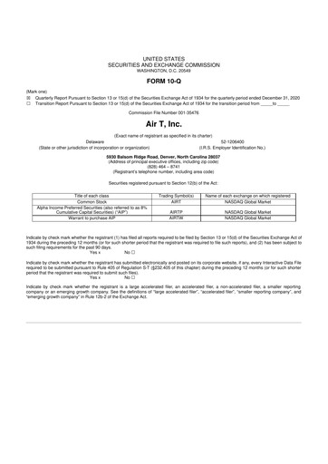 Thumbnail Air T, Inc. 10-Q Quarterly Report FY 