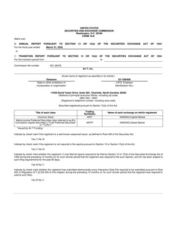 Thumbnail Air T, Inc. 10-K Annual Report 2026
