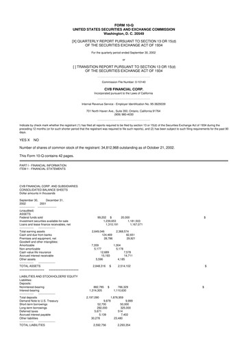 Thumbnail CVB Financial 10-Q Quarterly Report FY 