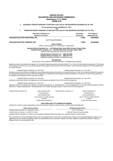 Thumbnail Hawaiian Electric Industries 10-Q Quarterly Report FY 