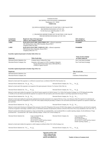Thumbnail Hawaiian Electric Industries 10-K Annual Report 