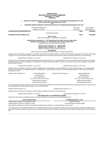 Thumbnail Hawaiian Electric Industries 10-Q Quarterly Report FY 