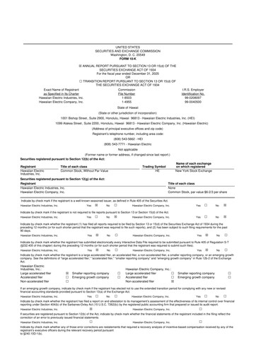 Thumbnail Hawaiian Electric Industries 10-K Annual Report 
