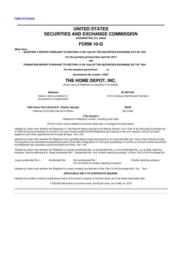 Vorschaubild Home Depot 10-Q Quartalsbericht 2012 