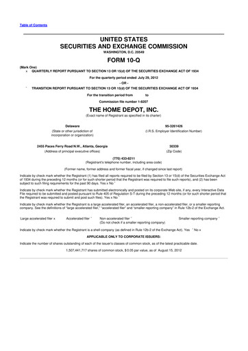 Vorschaubild Home Depot 10-Q Quartalsbericht 2012 