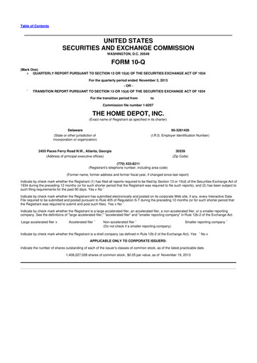 Vorschaubild Home Depot 10-Q Quartalsbericht 2013 