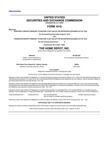 Vorschaubild Home Depot 10-Q Quartalsbericht 2015 