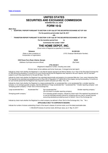 Vorschaubild Home Depot 10-Q Quartalsbericht 2017 