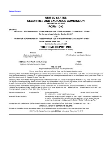 Vorschaubild Home Depot 10-Q Quartalsbericht 2017 