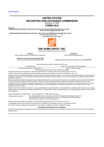Thumbnail Home Depot 10-K Annual Report 2018