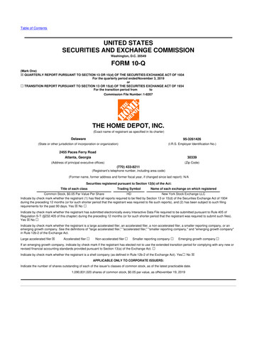 Vorschaubild Home Depot 10-Q Quartalsbericht 2019 