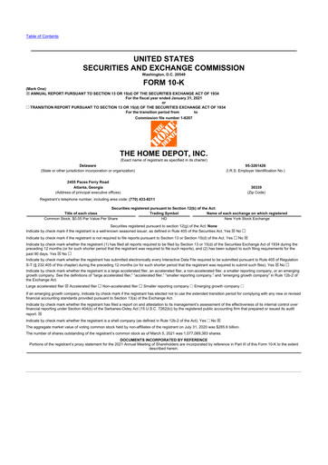 Thumbnail Home Depot 10-K Annual Report 2020