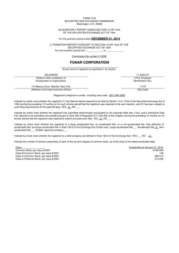 Vorschaubild Fonar Corporation
 10-Q Quartalsbericht 2015 