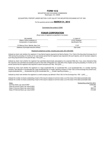 Vorschaubild Fonar Corporation
 10-Q Quartalsbericht 2015 