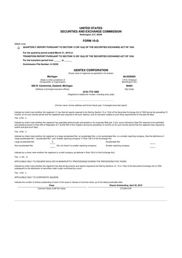 Thumbnail Gentex 10-Q Quarterly Report FY2018 