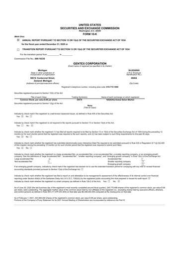 Thumbnail Gentex 10-K Annual Report 2020