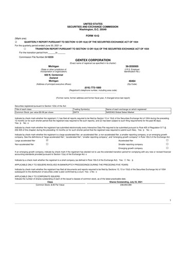 Thumbnail Gentex 10-Q Quarterly Report FY2021 