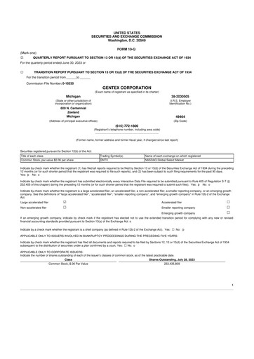 Thumbnail Gentex 10-Q Quarterly Report FY2023 