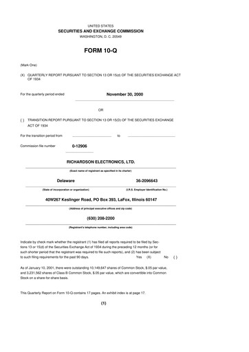Miniature Richardson Electronics 10-Q Rapport trimestriel  