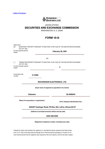 Miniature Richardson Electronics 10-Q Rapport trimestriel  