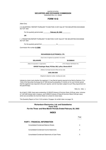 Miniature Richardson Electronics 10-Q Rapport trimestriel  
