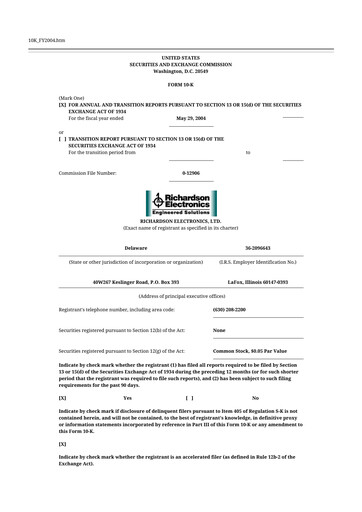 Thumbnail Richardson Electronics 10-K Annual Report 