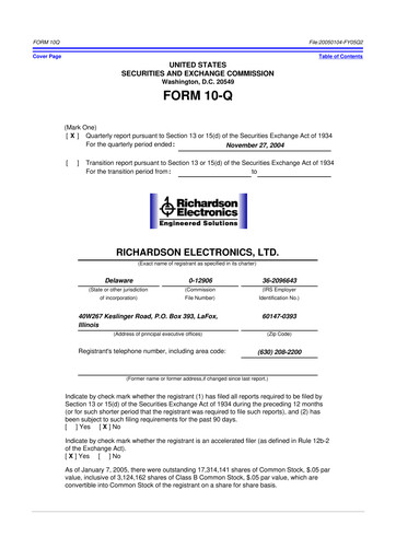Thumbnail Richardson Electronics 10-Q Quarterly Report FY 