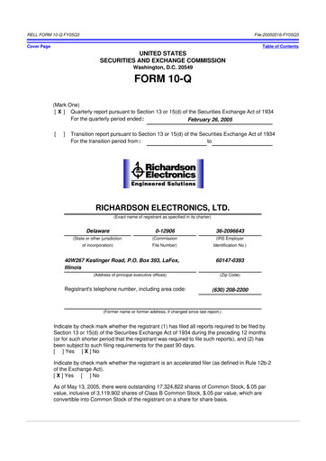 Thumbnail Richardson Electronics 10-Q Quarterly Report FY 
