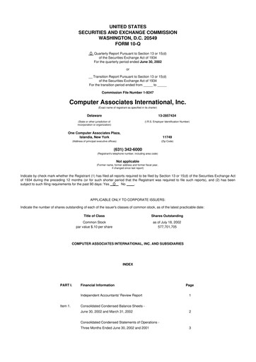 Thumbnail CA Technologies 10-Q Quarterly Report FY 