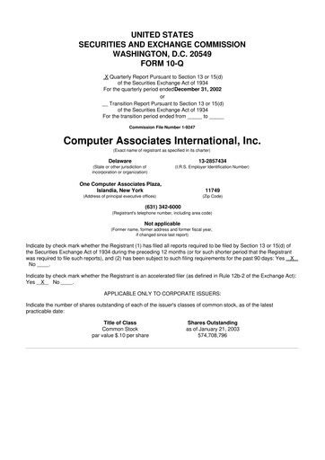 Thumbnail CA Technologies 10-Q Quarterly Report FY 