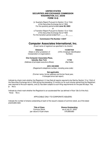 Thumbnail CA Technologies 10-Q Quarterly Report FY 