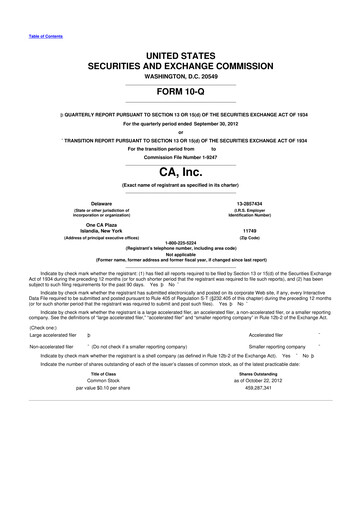 Thumbnail CA Technologies 10-Q Quarterly Report FY 