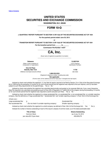 Thumbnail CA Technologies 10-Q Quarterly Report FY 