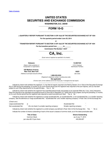 Thumbnail CA Technologies 10-Q Quarterly Report FY 