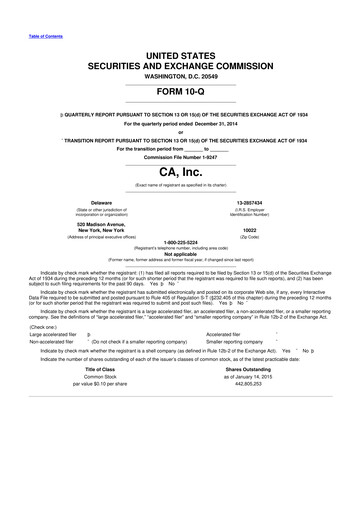 Thumbnail CA Technologies 10-Q Quarterly Report FY 
