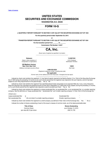 Thumbnail CA Technologies 10-Q Quarterly Report FY 