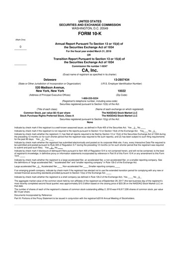 Thumbnail CA Technologies 10-K Annual Report 