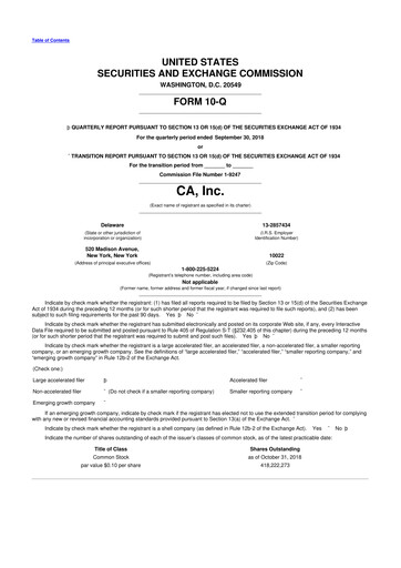 Thumbnail CA Technologies 10-Q Quarterly Report FY 