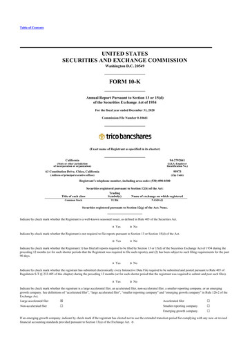 Thumbnail TriCo Bancshares 10-K Annual Report 2020