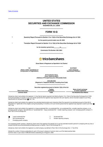 Thumbnail TriCo Bancshares 10-Q Quarterly Report FY2026 