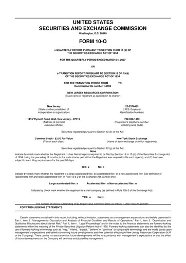 Thumbnail New Jersey Resources 10-Q Quarterly Report FY 